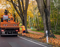Waste truck on a roadside collection route